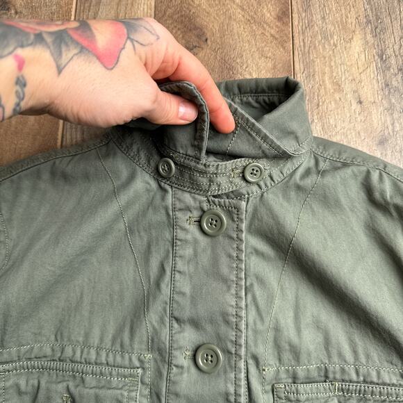 J Crew Jacket Women's Small Green Field Utility Military Pockets Button Up 6280 - Picture 6 of 11